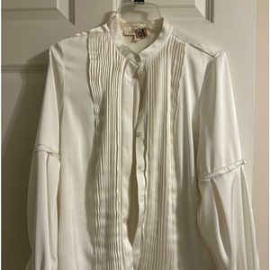 Off white silk tuxedo blouse.